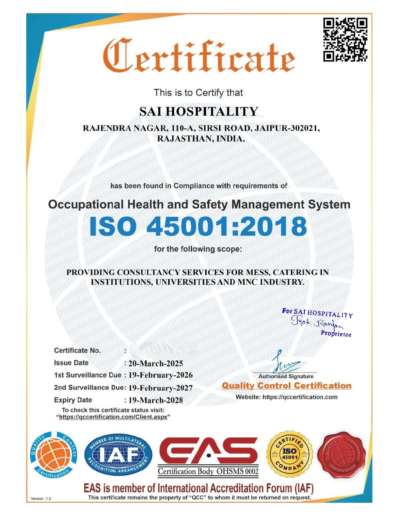 ISO 45001:2018 Certification