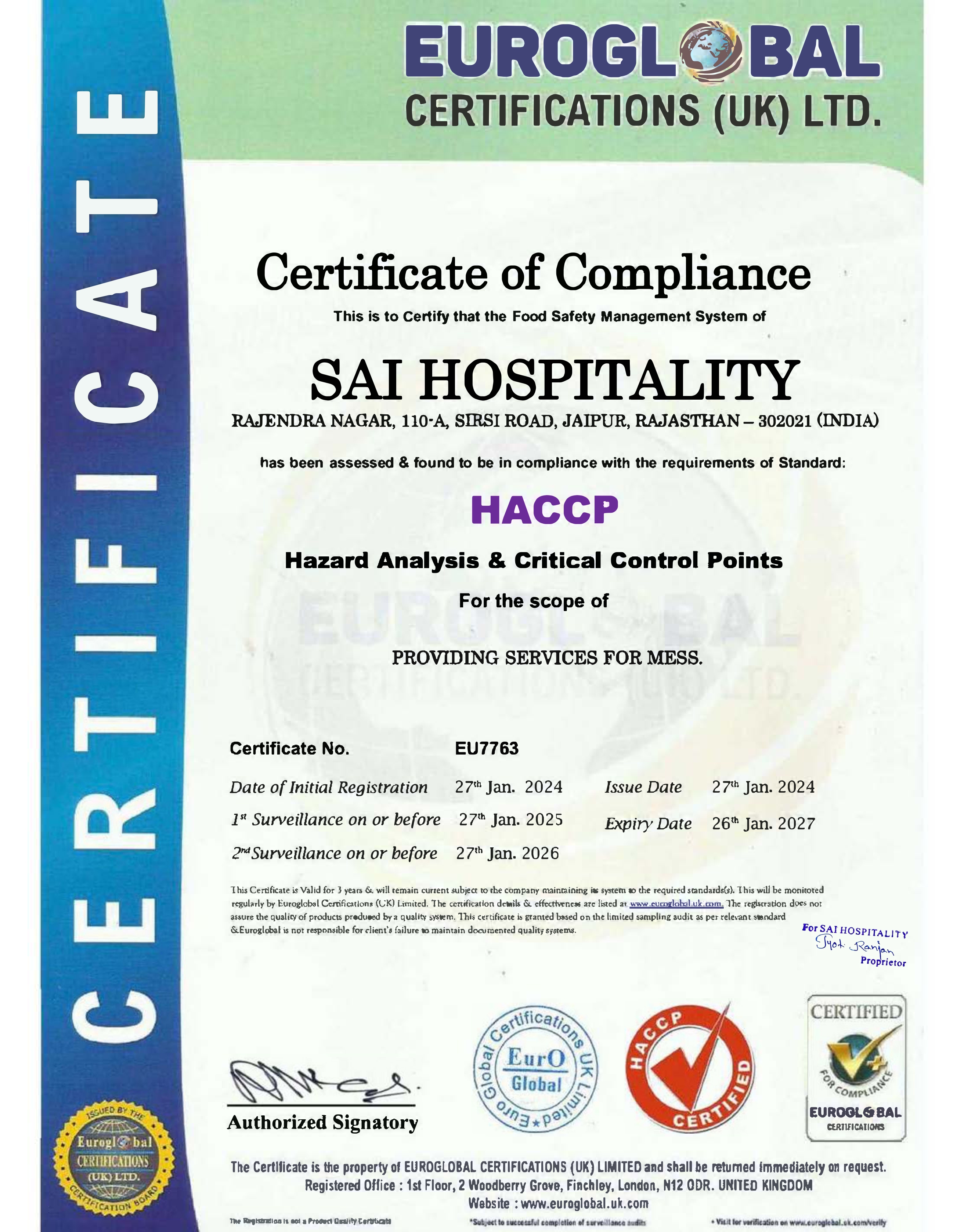 HACCP EuroGlobal Certification