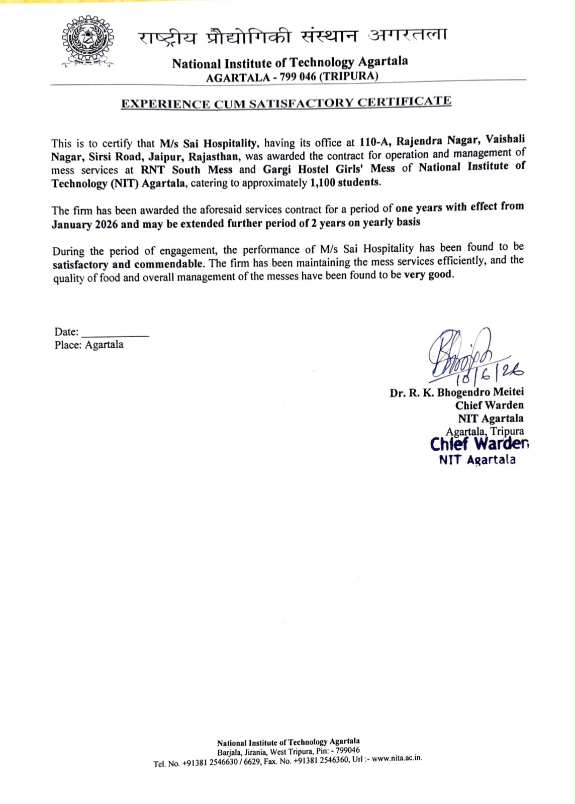 Official Accreditation Certificate